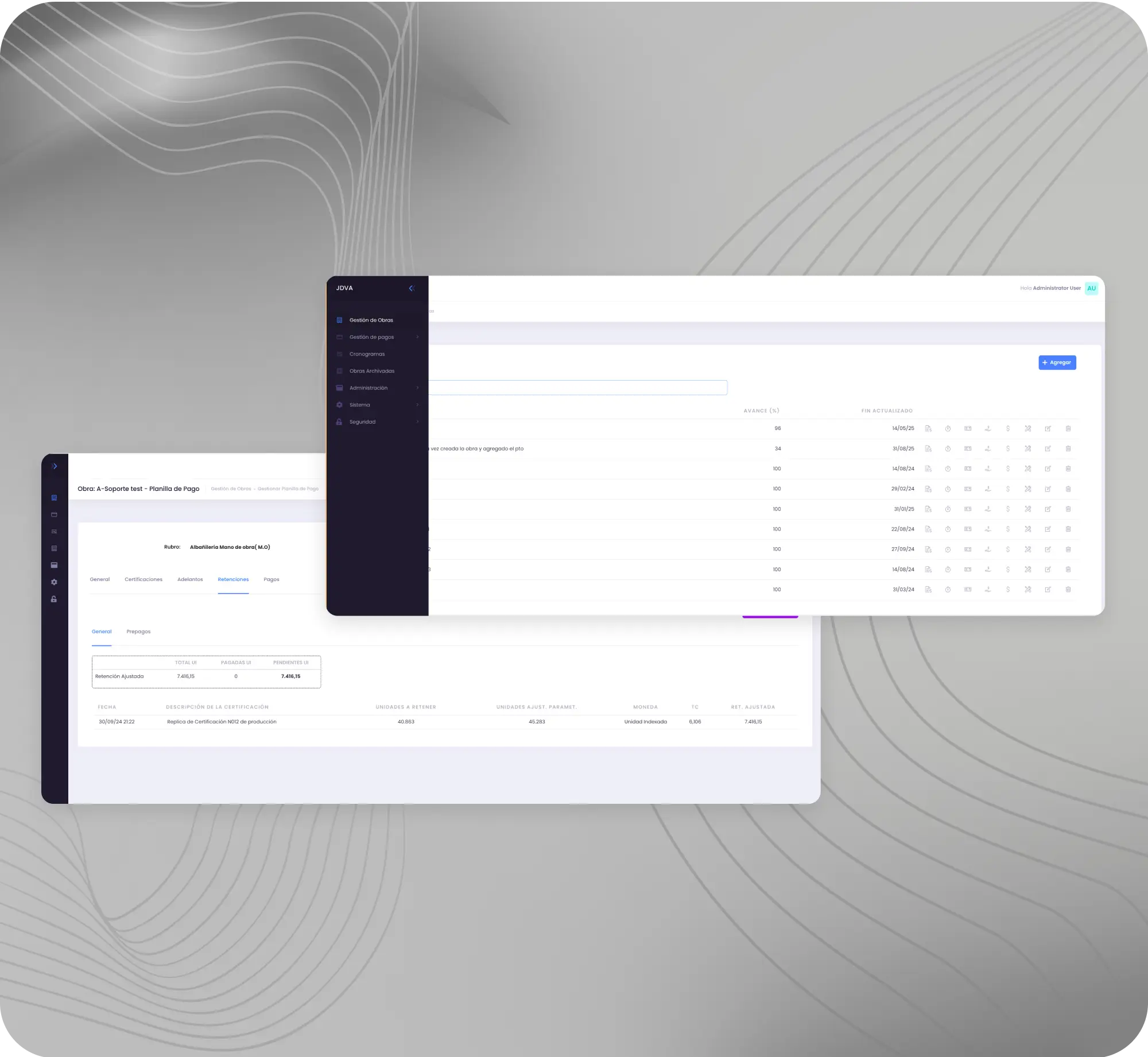 Overlapping application interface wireframes.